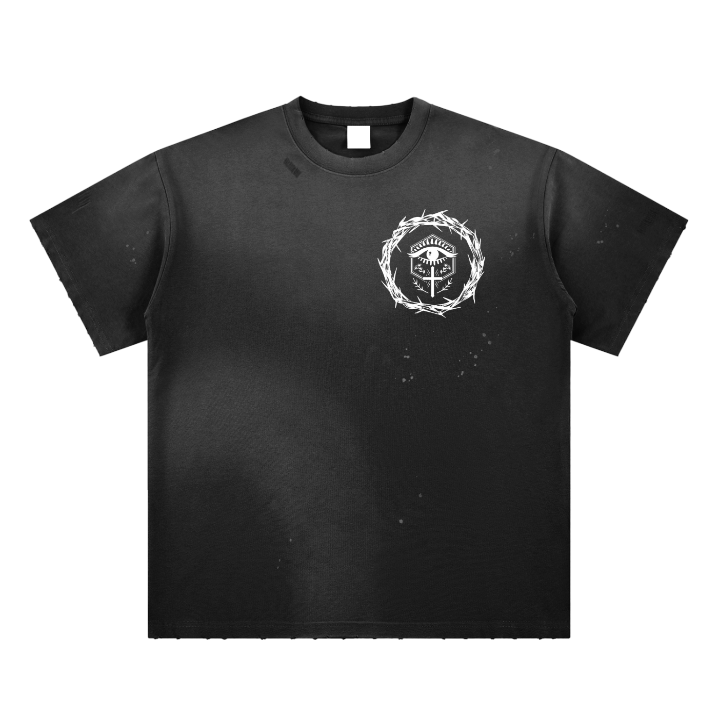 Hand-Frayed Sunfade Paint Splatter T-Shirt